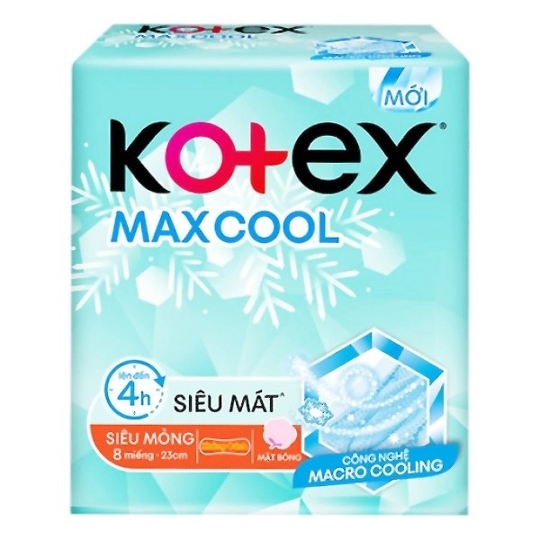 Băng vệ sinh Kotex Max Cool siêu mỏng không cánh gói 8 miếng 23cm