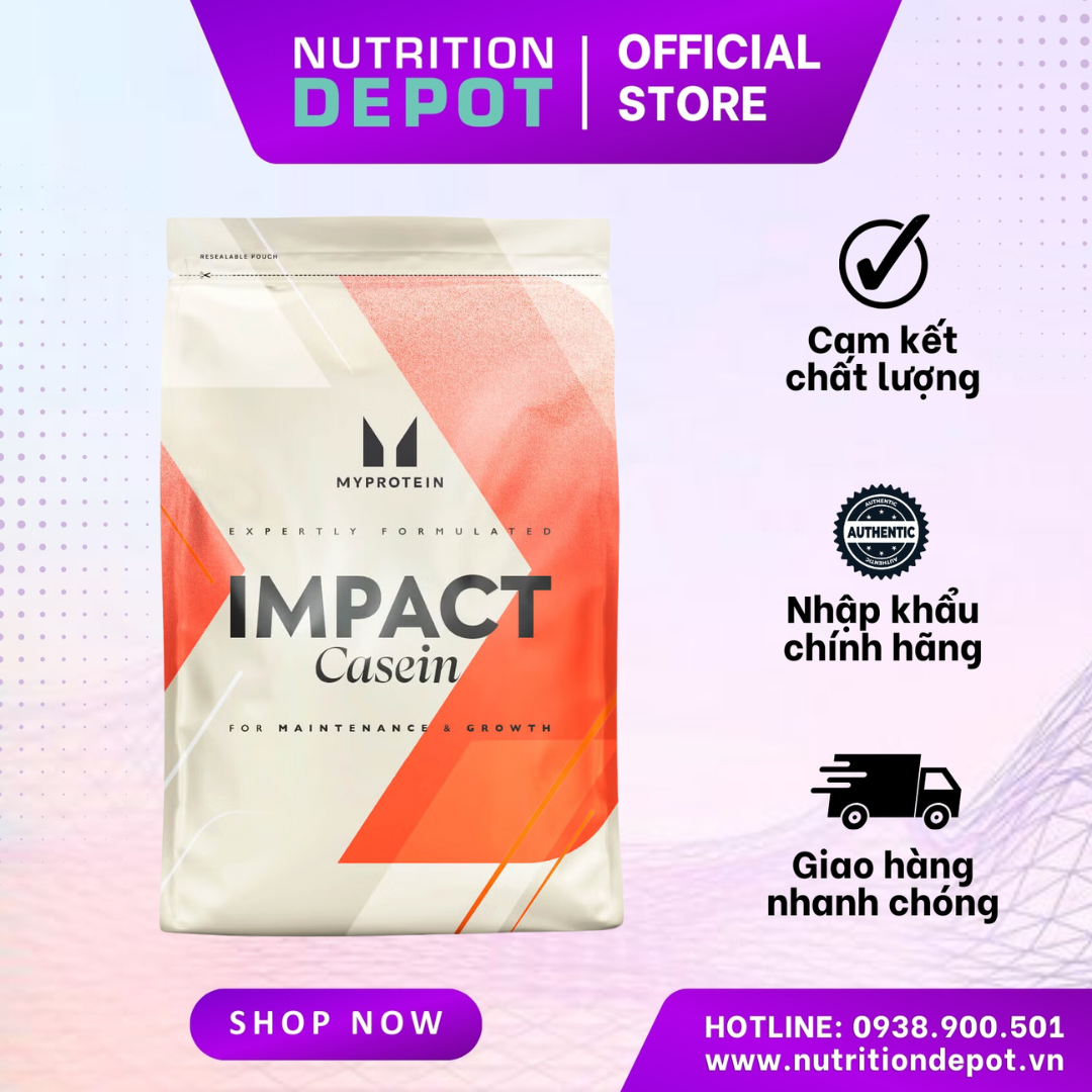 Sữa hỗ trợ tăng cơ suốt đêm ngủ dài Slow-Release Casein Myprotein Túi 2.5kg (83 lần dùng) - Nutrition Depot Vietnam