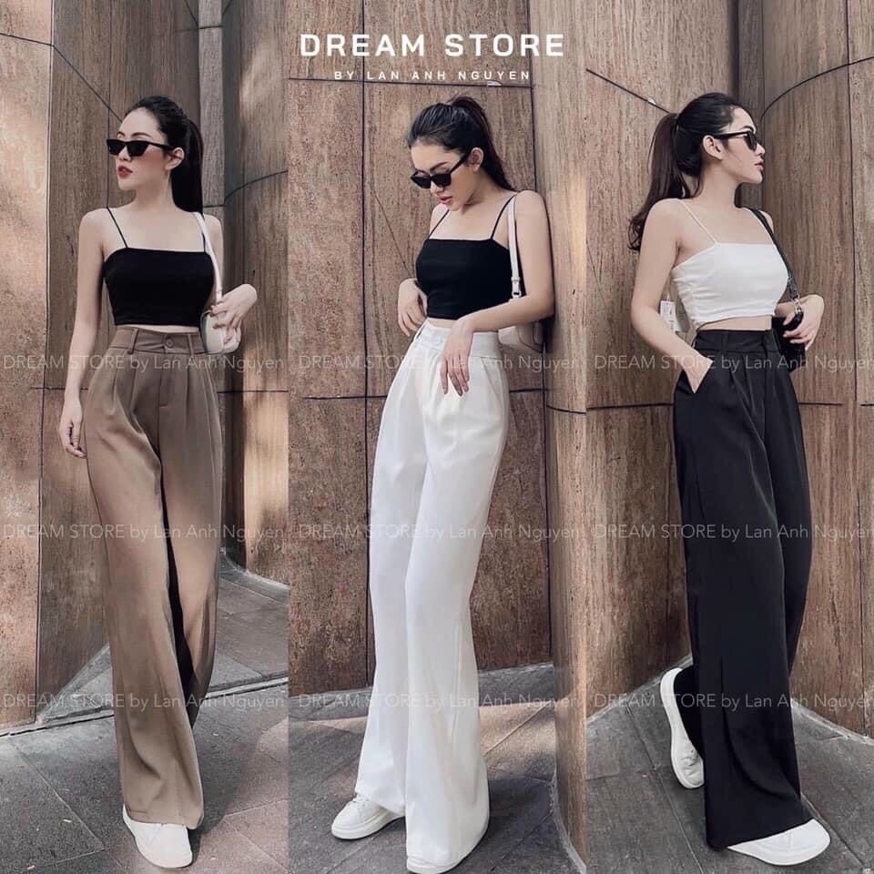 Quâng suông ống rộng nữ cạp chun sau, Quần ống rộng dáng dài khoá trước chất vải ruby mềm mịn chất đẹp