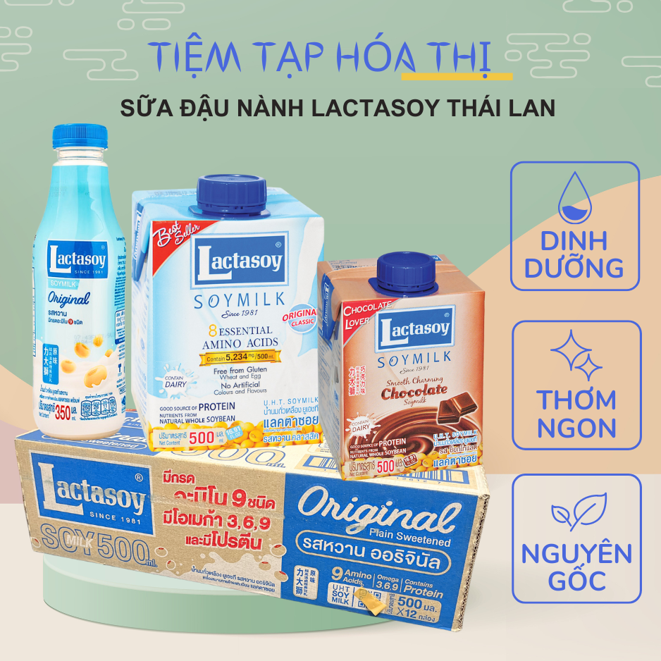 Thùng 12 Hộp Sữa Đậu Nành Lactasoy Thái Lan (12 hộp x 500ml)