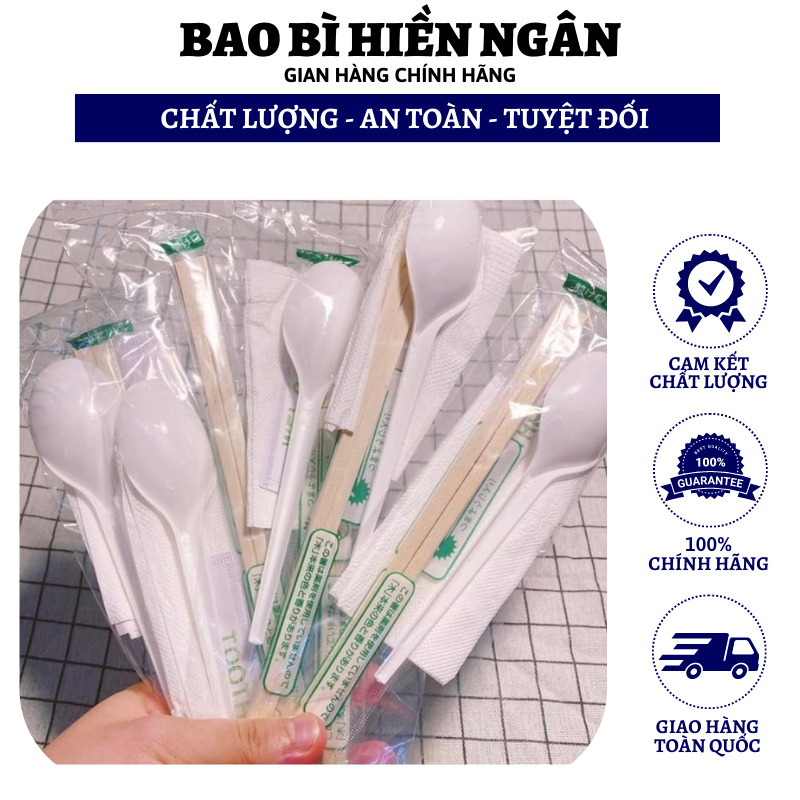 Set 100 bộ đũa - thìa - tăm - giấy dùng một lần cho đồ mang đi