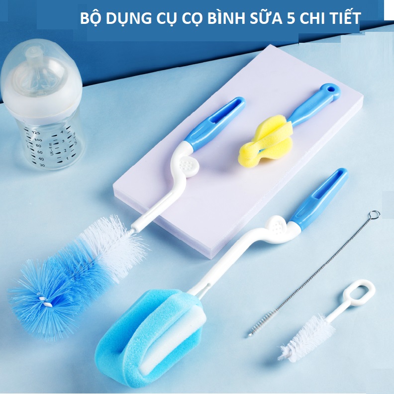 Bộ dụng cụ cọ rửa bình sữa 5 chi tiết cho bé