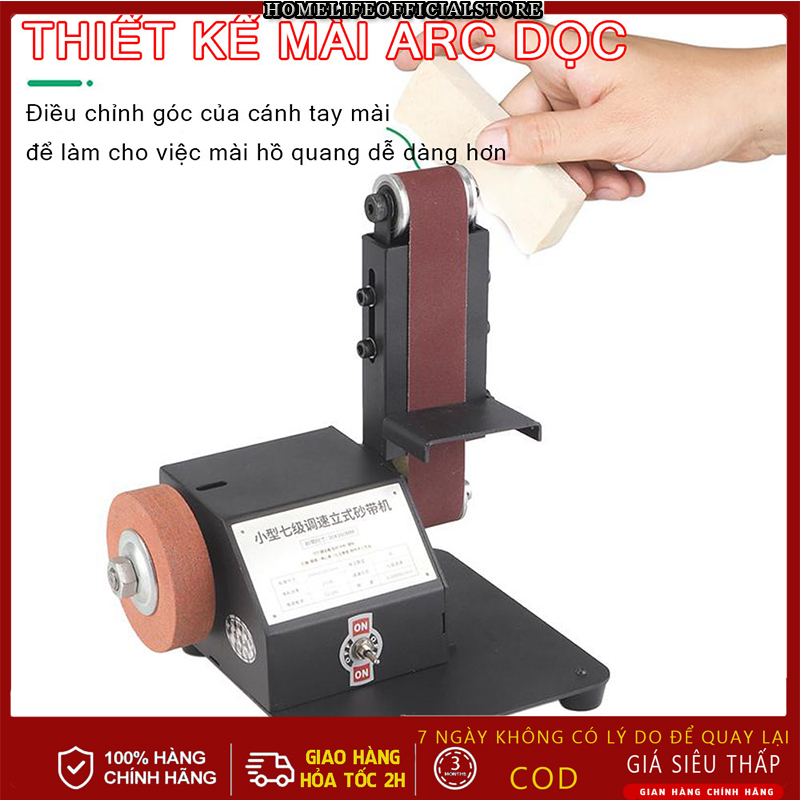 🐬máy mài đai nhám, máy mài đai điện mini, mài cạnh với 10 đai chà nhám & điều khiển 7 tốc độ
