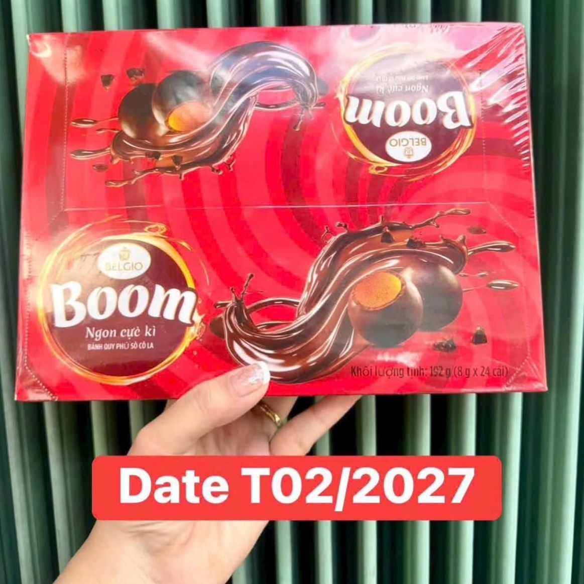 Bánh BOOM phủ Socola hộp 24 gói (HSD T02/2027)