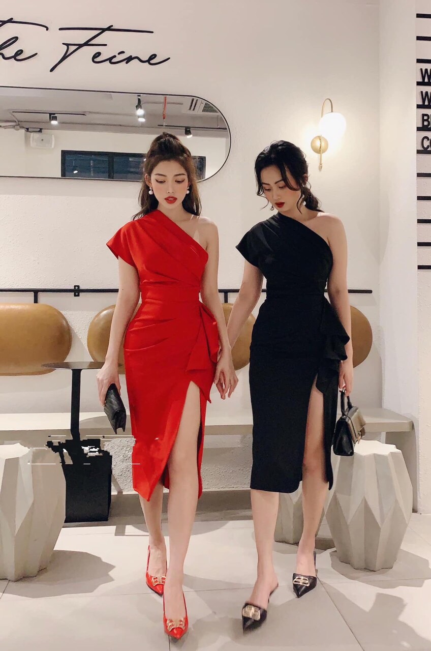 Đầm nữ body dự tiệc lệch vai cho quý cô sành điệu 2020