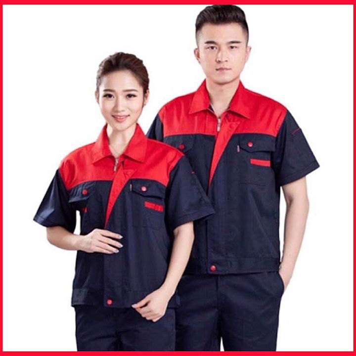 Bộ đồ kaki đồng phục bảo hộ lao động ngắn tay loại dày kéo khóa SHUNI009B