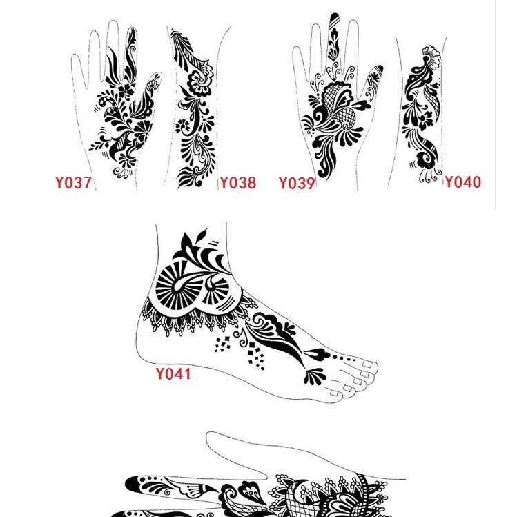 Hoa văn Ấn Độ 02 miếng khuôn vẽ henna trang trí cơ thể bàn tay hoặc chân