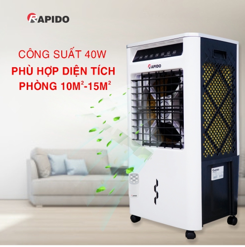 Quạt điều hòa hơi nước rapido 3000d hàng trưng bày đẹp 97-98% phạm vi làm mát phòng 10 - 15m² bình nước 20 lít, công suất 40w