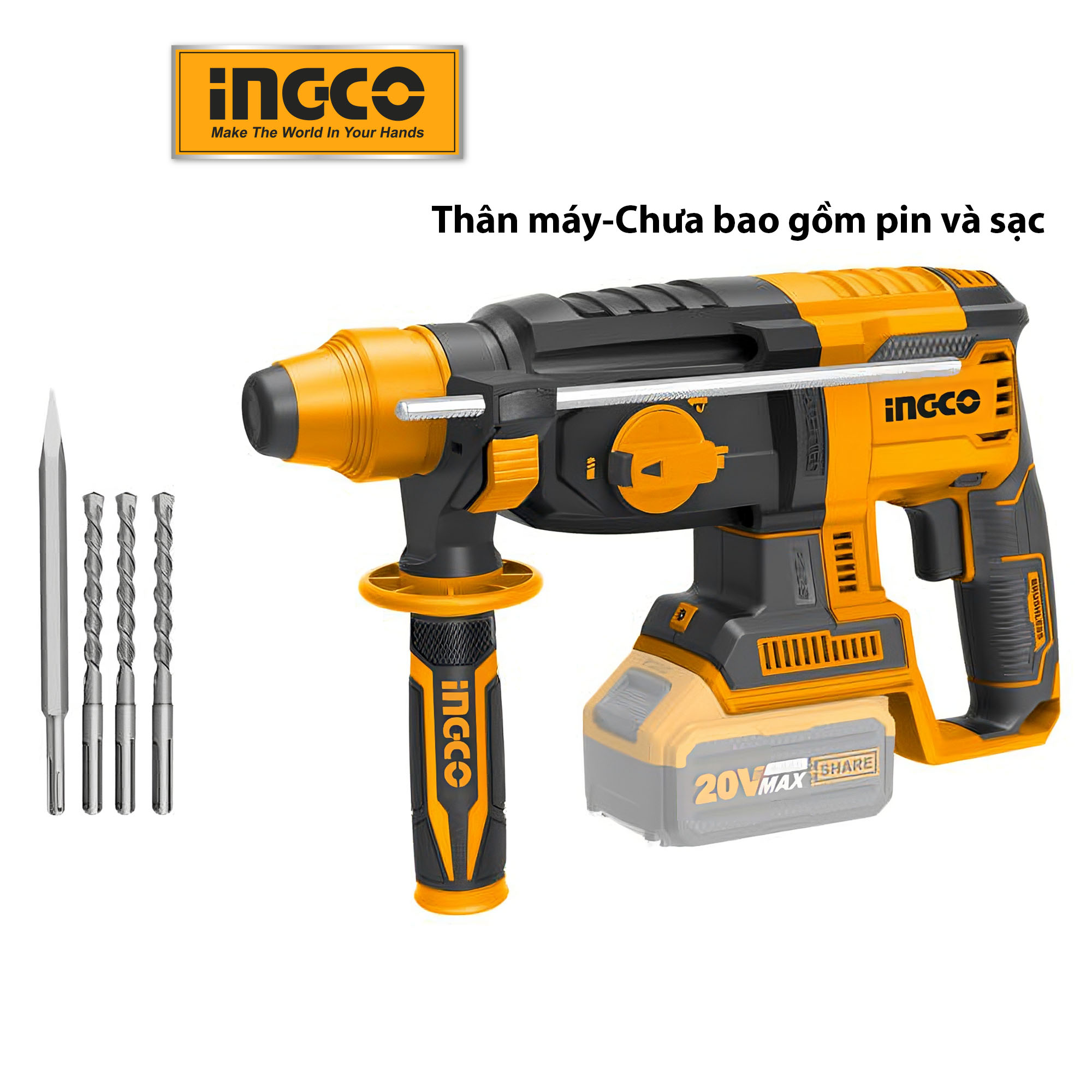 Bộ Combo INGCO BTCB202404 - Máy mài góc pin 20V M10 CAGLI201008 + Khoan bê tông pin 20V CRHLI20228 + Máy siết vít pin 20V CIRLI2028 18 732912dcfb5f04fdbebe96abb7e85847