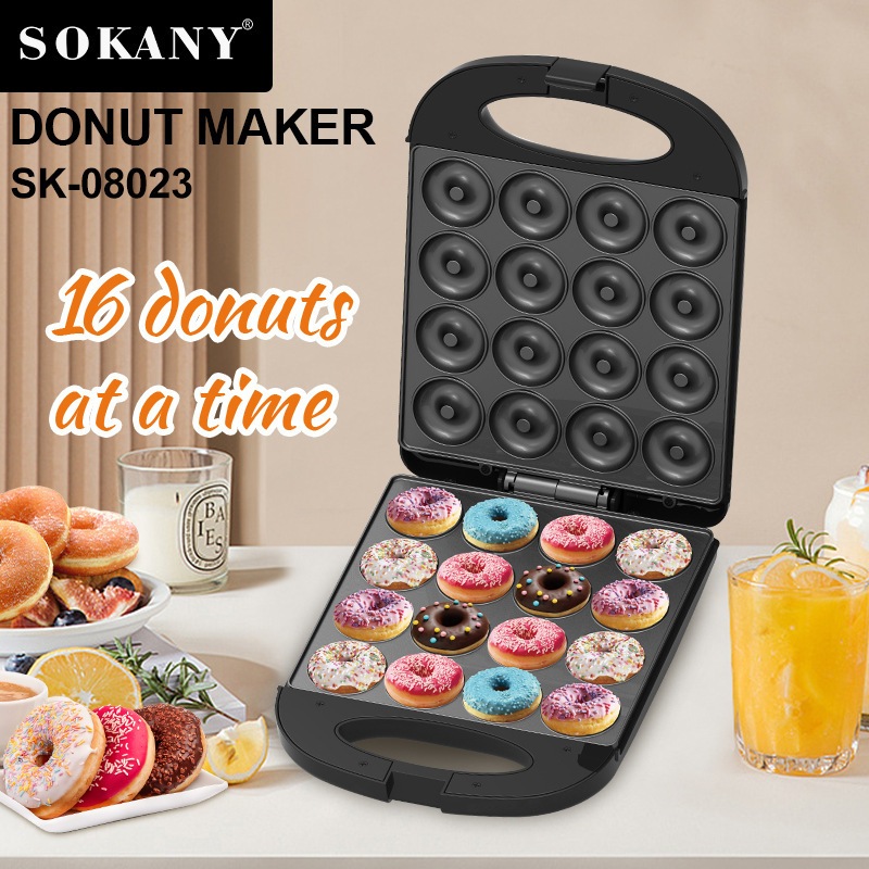 Sokany Donut Maker, 16-Cake Donut Mold, 1200W Capacity - 12 Month Warranty