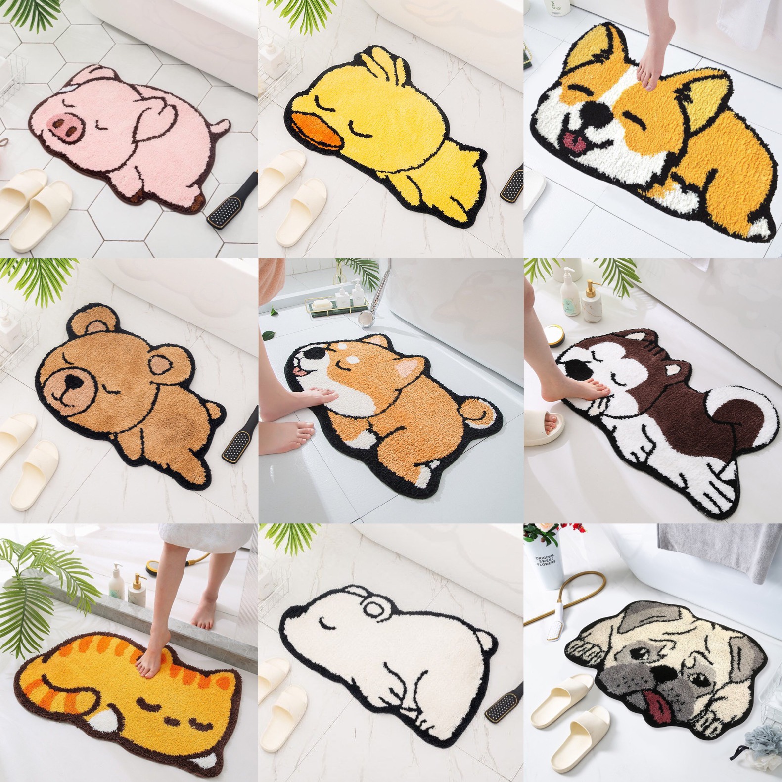 Thảm lau chân siêu thấm hình thú ngộ nghĩnh, thảm lau chân trang trí nhà cửa, thảm decor, thảm chùi chân thấm hút nước SIZE TO 50X80 CM