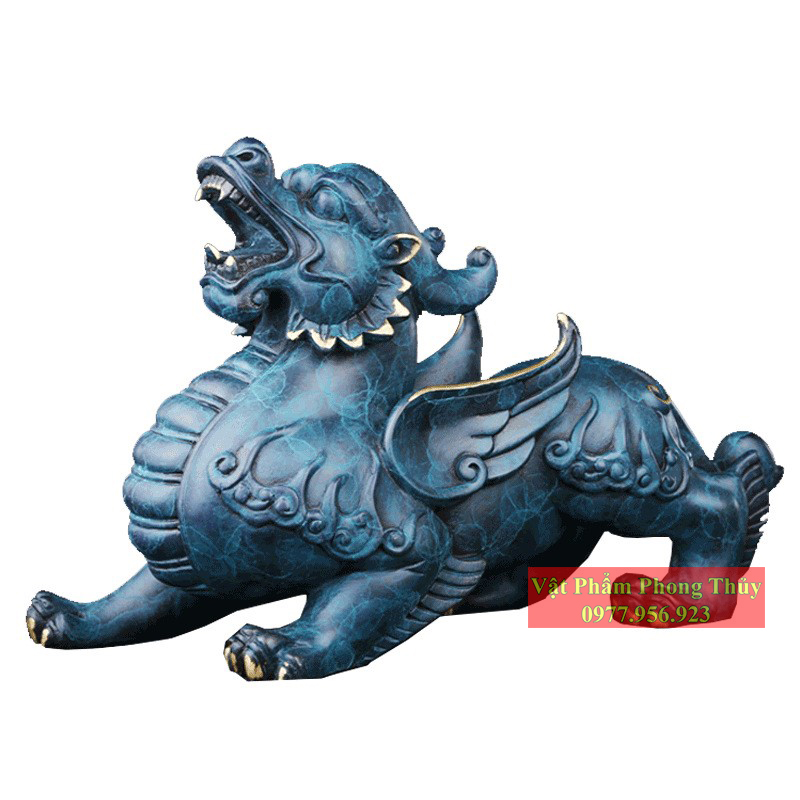 Cặp tỳ hưu phong thuỷ- tỳ hưu đồng cao cấp xanh lam 20cm