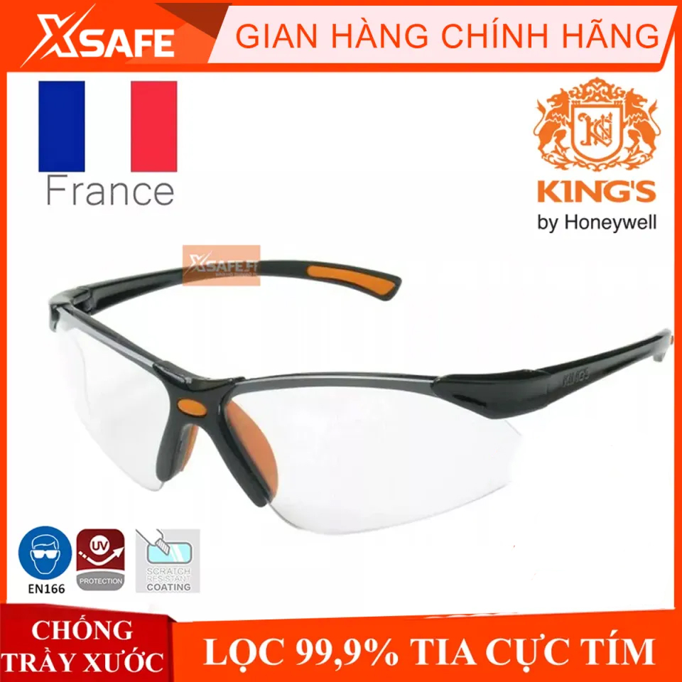 [HỎA TỐC] Kính chống bụi Kings KY311 kính bảo hộ chống tia UV chống bụi trầy xước đọng sương. Mắt kính râm tráng bạc bảo vệ mắt lao động đi xe máy (màu trắng)