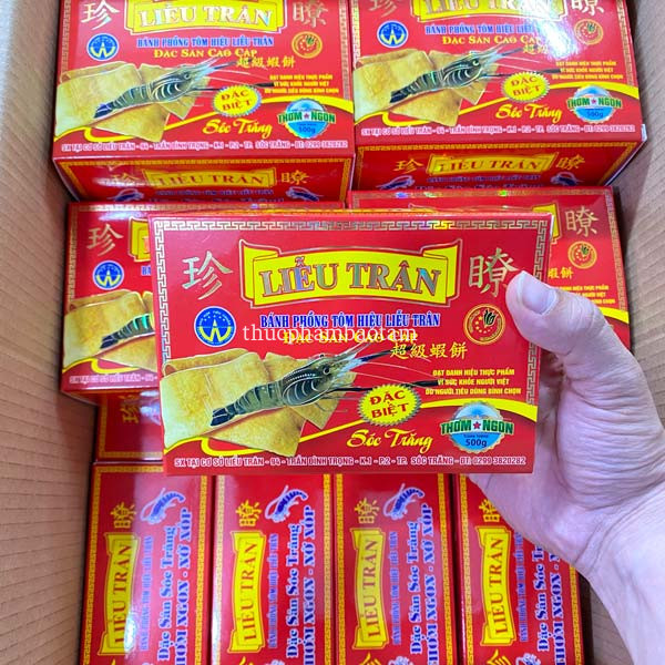 Bánh phồng tôm liễu trân xuất khẩu - đặc sản sóc trăng hộp 500g