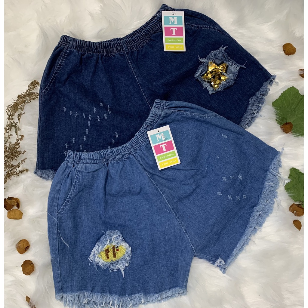 Quần đùi jean nữ quần short nữ lưng thun thời trang
