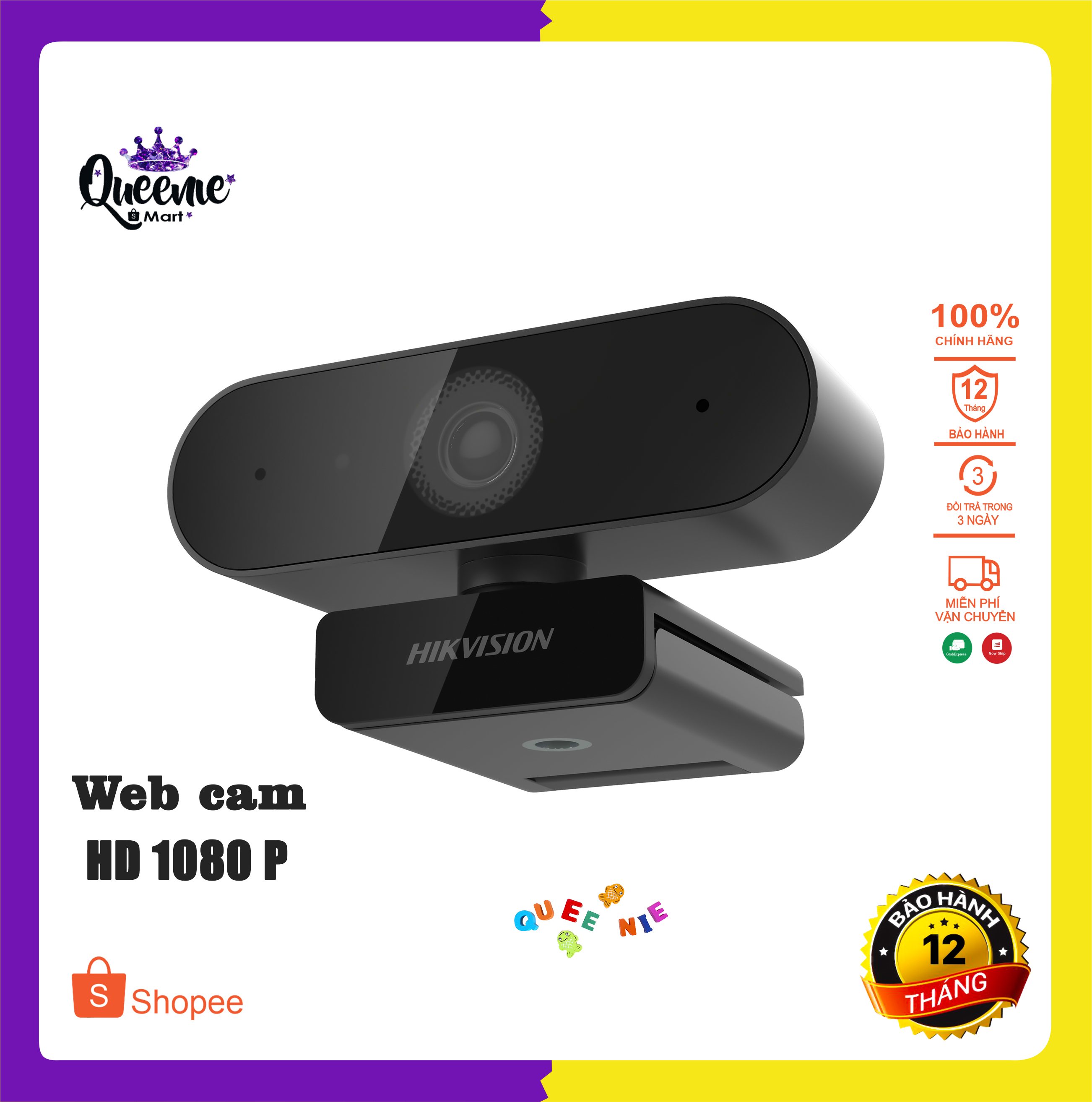 Webcam máy tính chính hãng hikvision ds-u02 full hd 1080p có mic chuyên dụng cho livestream, học và làm việc online.