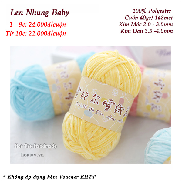 Len Nhung Baby - Nhung 2mm dùng đan móc thú bông, áo khoác , áo ghile cho bé