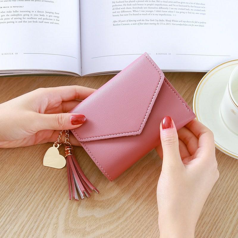 Ví bóp tiền ví ngắn ví nữ ví để tiền ví thẻ nữ khóa trái tim mini cầm tay xinh xắn