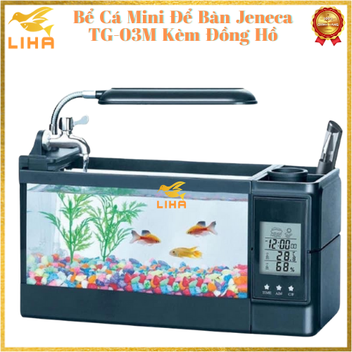 Bể cá mini để bàn jeneca tg-03m kèm đồng hồ