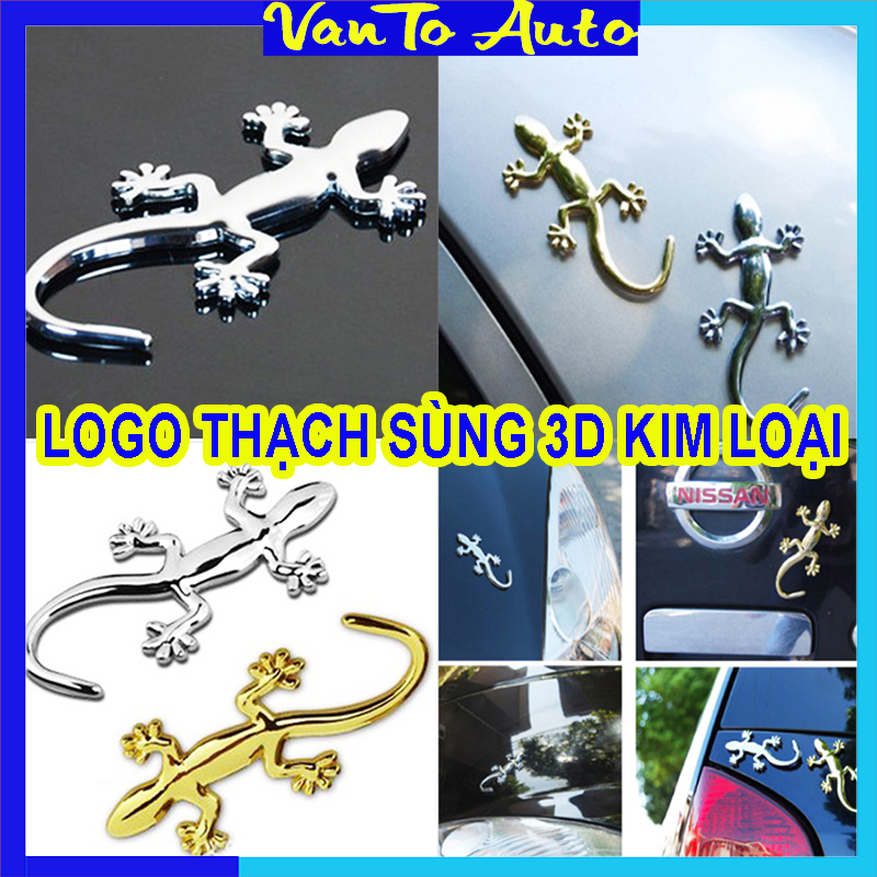 ⚡video thật⚡ logo thạch sùng 3d kim loại trang trí ô tô