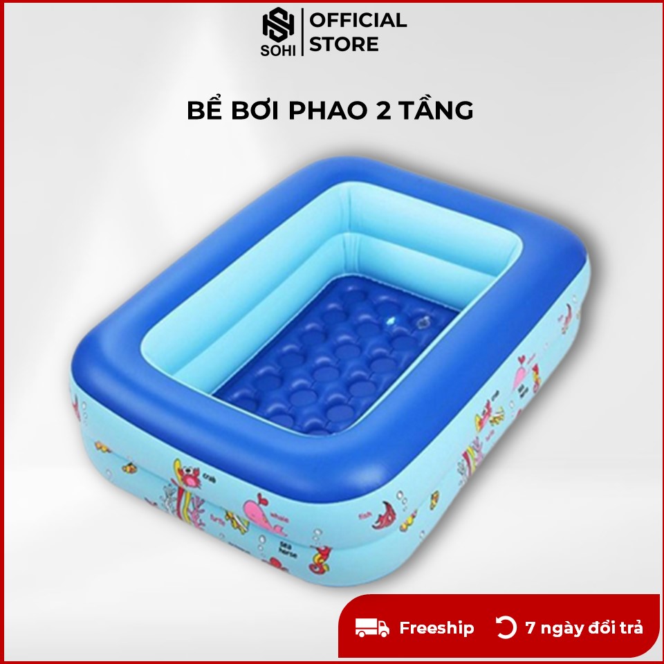 Bể bơi phao 3 tầng dài 1,5m hình chữ nhật tắm cho bé