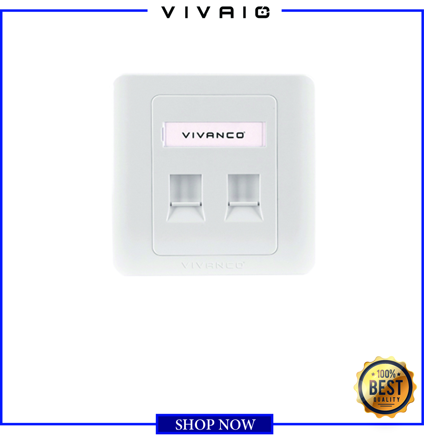 Ổ cắm mạng Lan Vivanco 2 Cổng, Chuẩn RJ45, kích thước mặt nạ 86x86mm