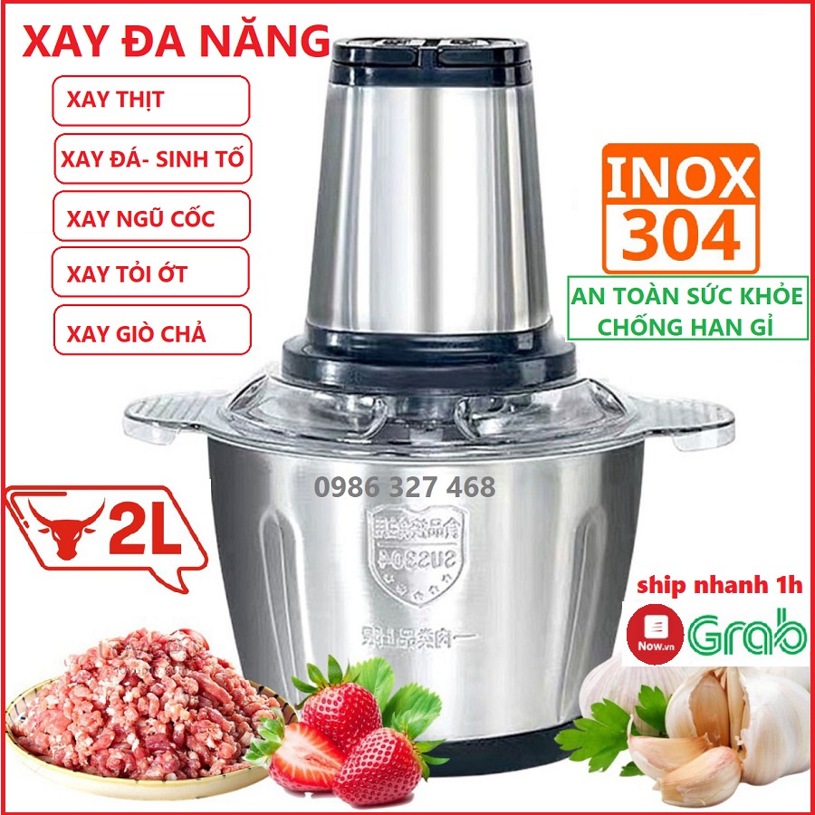 Máy xay thịt đa năng cối inox 304, dung tích 2 lít, công suất 300w | máy xay thịt | máy xay sinh tố