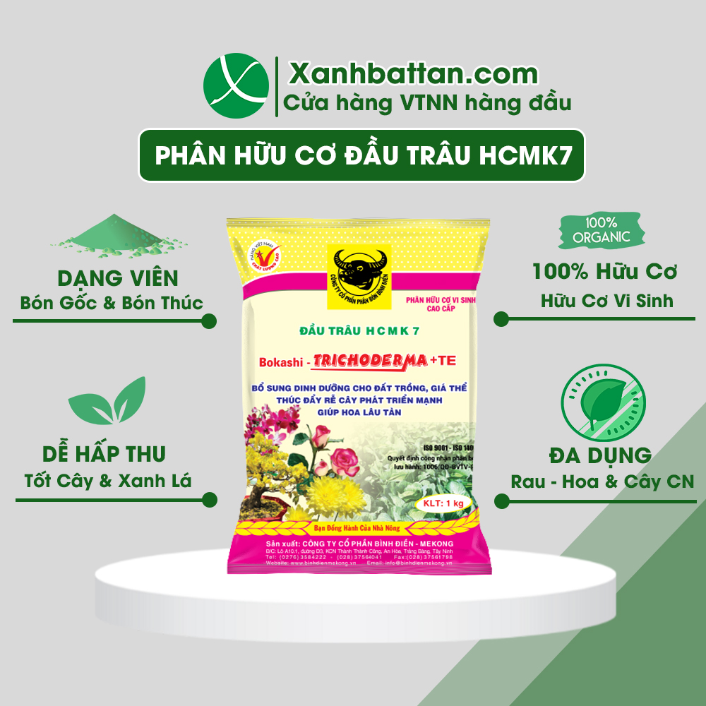 Phân Hữu Cơ Vi Sinh Đầu Trâu HCMK7 Gói 1 Kg