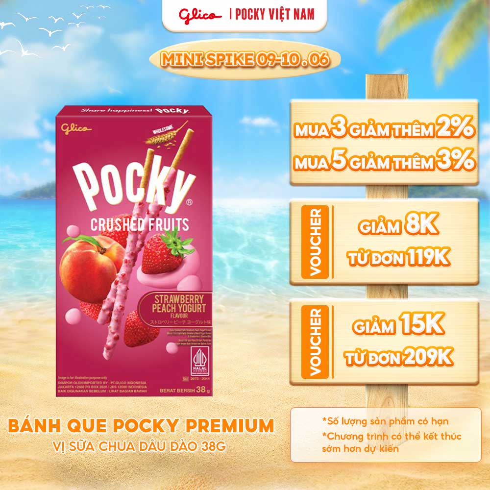 Hộp Lẻ - Bánh Que Pocky Premium Trái Cây Nghiền Vị Sữa Chua Dâu Đào 38g