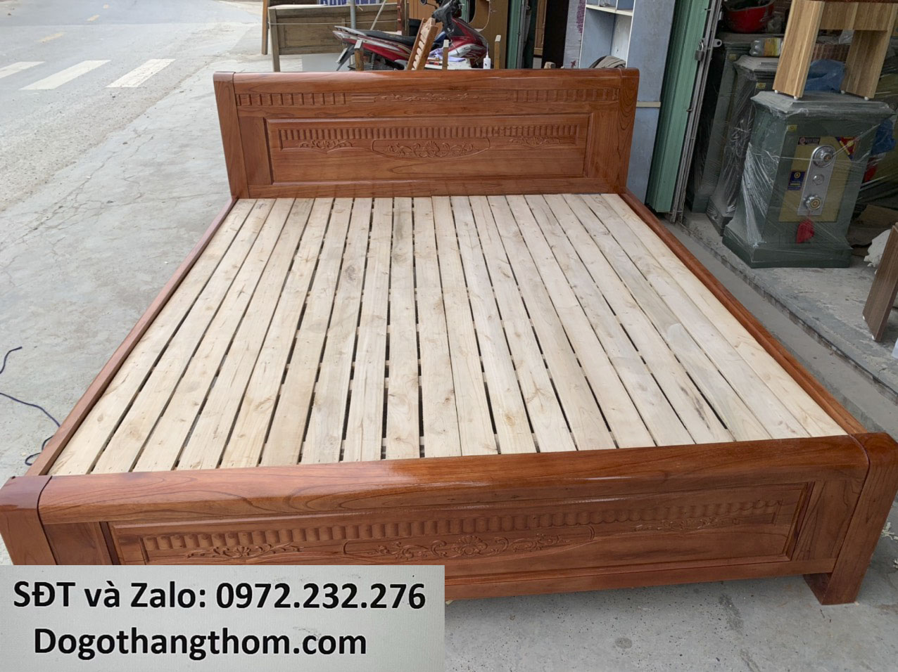 giường gỗ xoan đào giường ngủ gỗ xoan đào 1m6x2m nhận hàng thanh toán