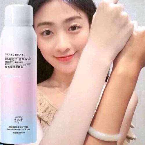 Xịt Chống Nắng Trắng Da Maycreate 150ml hàng Nội Địa Trung không Gây Nhờn chống Nước Chống Mồ Hôi