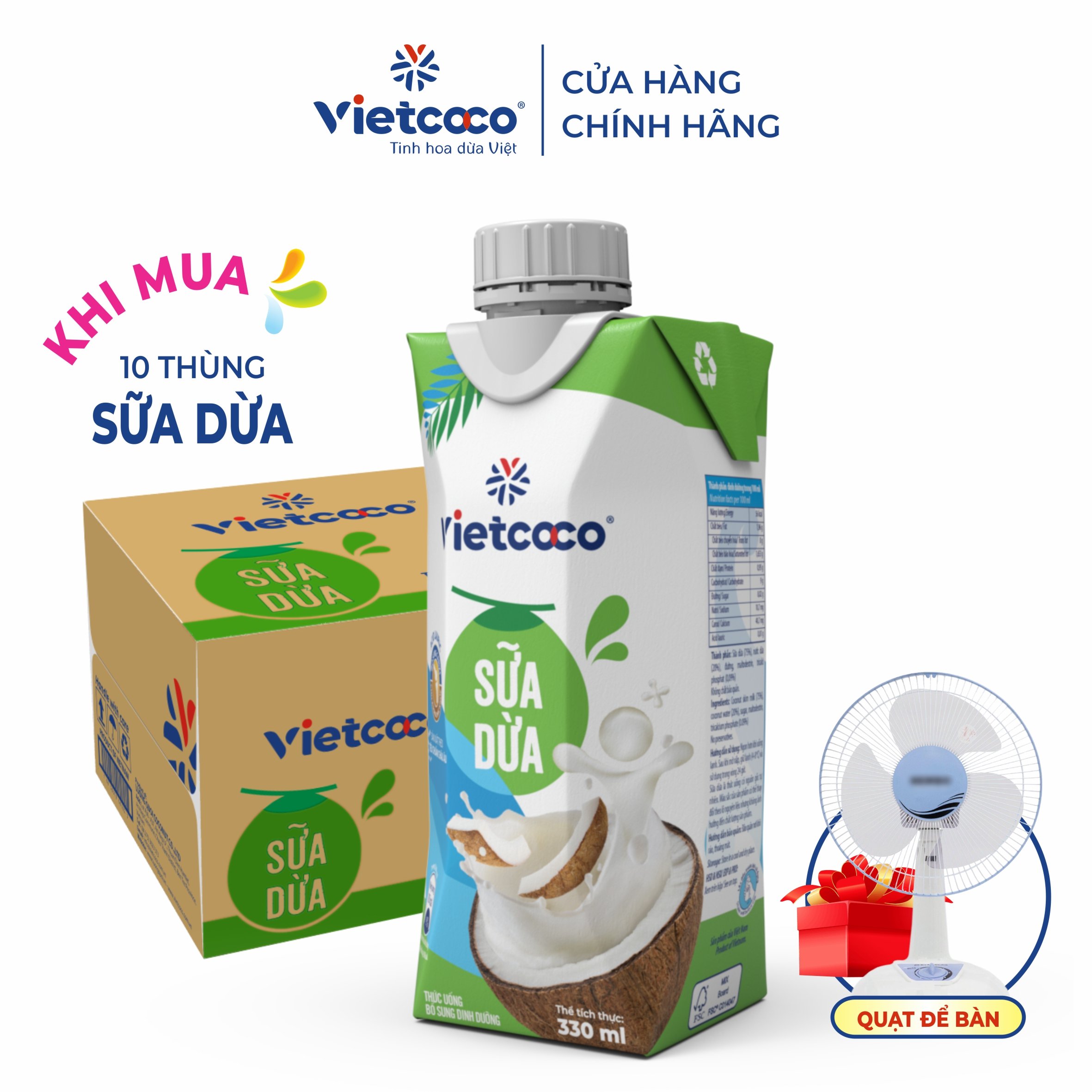 Sữa dừa truyền thống vietcoco -330ml