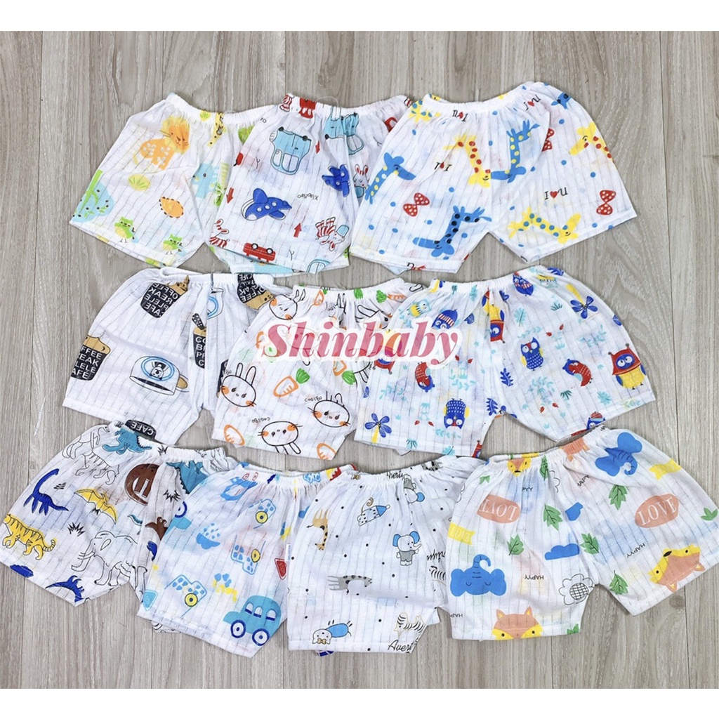 Quần đùi cotton giấy mỏng mát cho bé với nhiều họa tiết đáng yêu