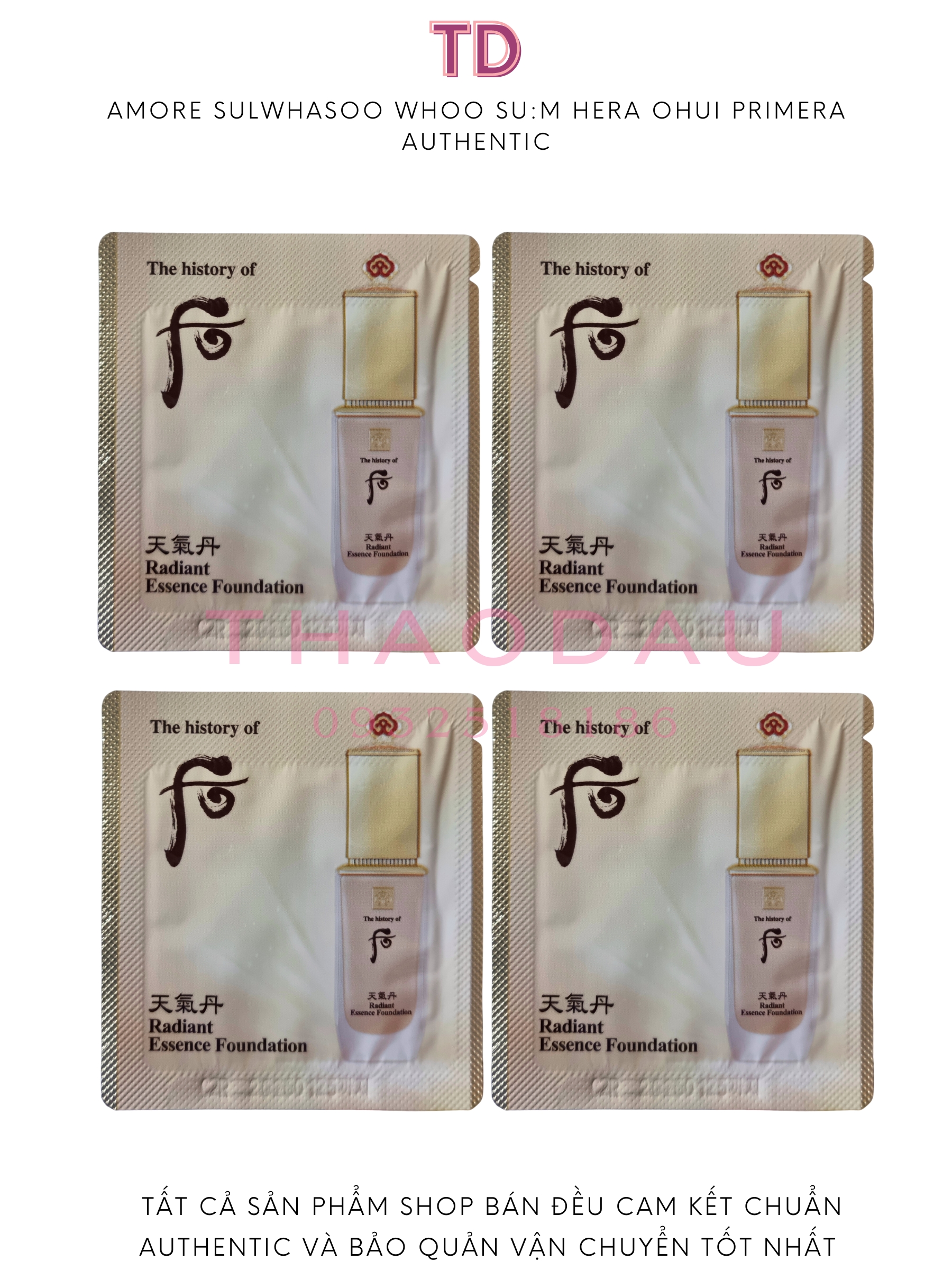 Gói kem nền che khuyết điểm và chống nắng Cao Cấp Whoo radiant foundation 1ml spf35 pa+++