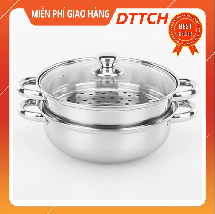 Nồi hấp 2 tầng đa năng steam pot - nồi dùng được bếp từ - nồi cao cấp có xửng hấp - inox dày dặn bền đẹp - nồi 2 tầng đa năng kích thước lớn
