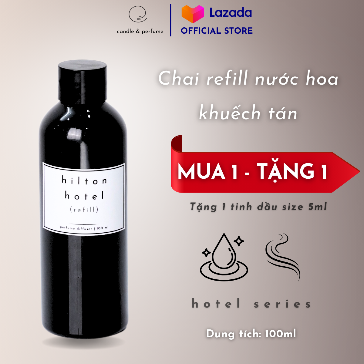 Chai bổ sung nước hoa thơm phòng khách sạn hilton khuếch tán tinh dầu cao cấp 100ml - clou perfume