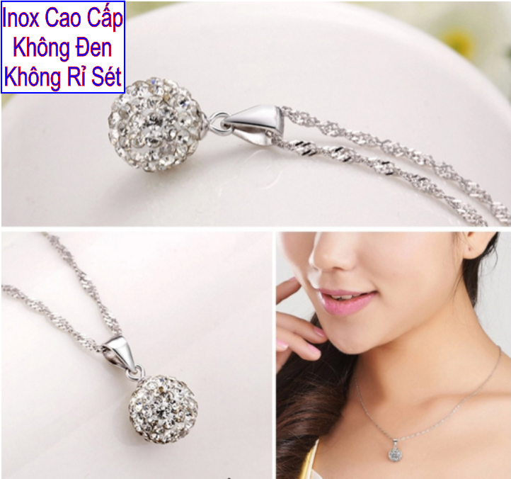 [HCM]Dây chuyền inox nữ mặt trái châu kiểu dây xoắn - Đảm bảo hạt đá khít đều đẹp - Cam kết 1 đổi 1 nếu đen và gỉ sét