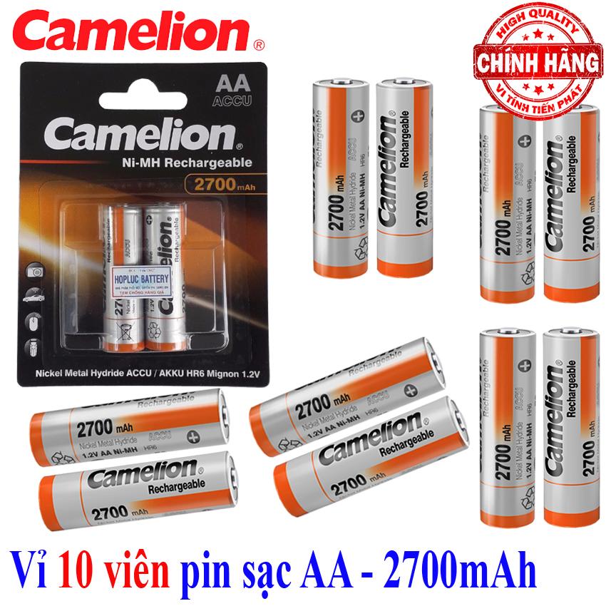 Bộ 10 Pin Sạc AA (2A) Camelion Ni-MH Rechargeable Accu 2700mAh - 1.2V (Cam)