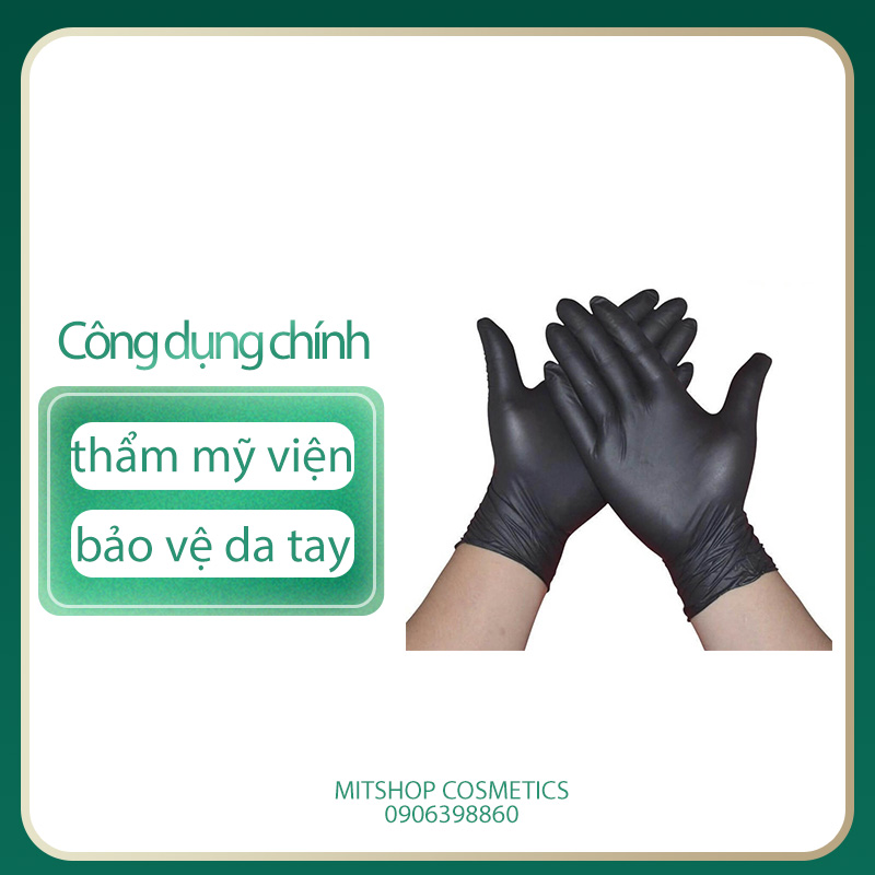 Găng tay y tế đen không bột hộp 100 chiếc