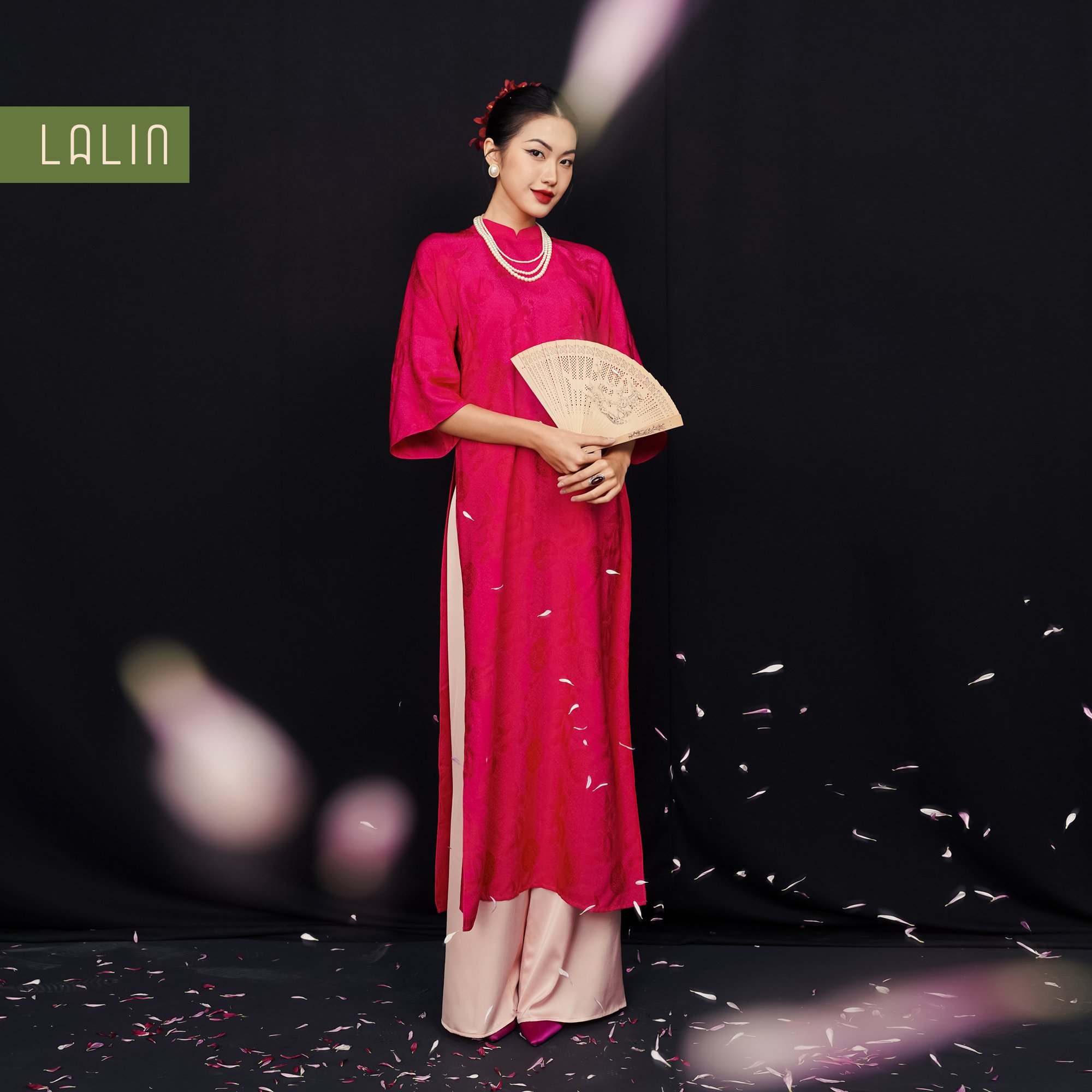 Áo dài cách tân Lalin áo dài lụa tơ tằm dáng xuông 2 tà Yến Nghi