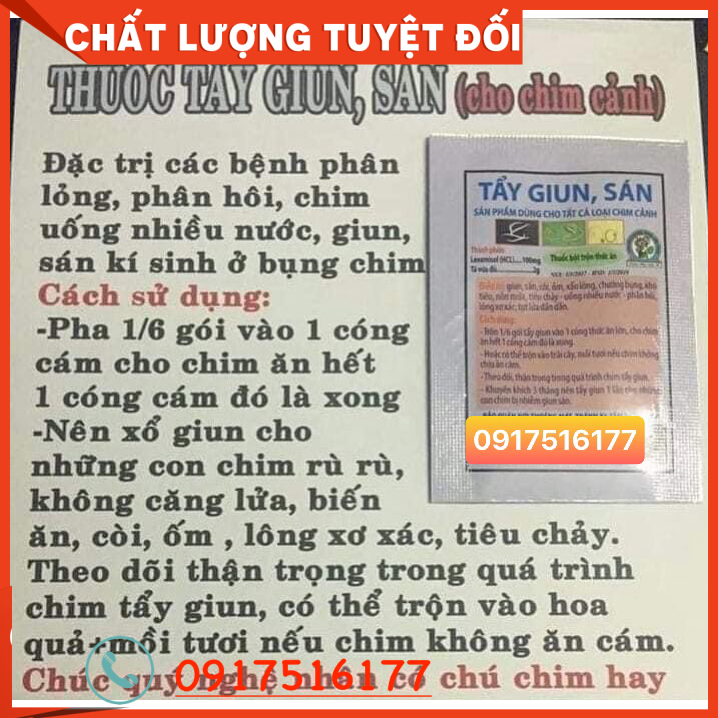 [HCM]Tẩy Giun  Sán ( dành cho các loại chim cảnh DT Hỗ trợ 0917516177
