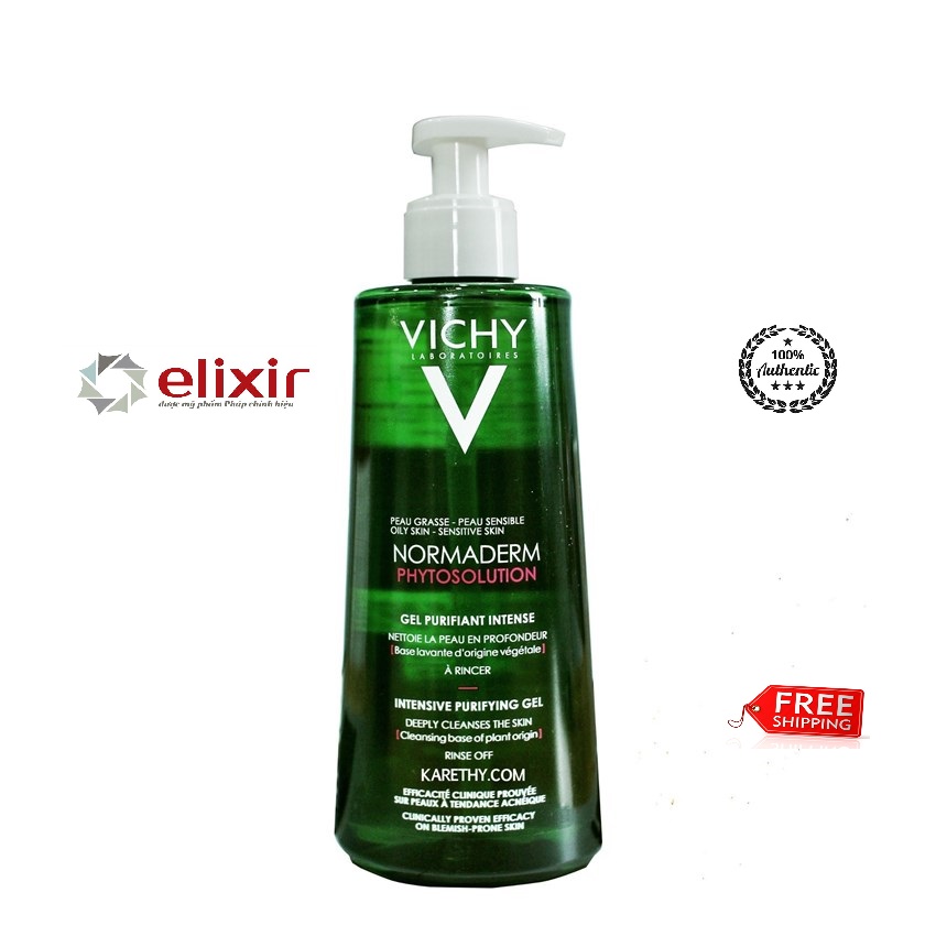 Sữa rửa mặt dạng gel Vichy Normaderm Phytosolution 400ml Pháp làm sạch sâu giảm bã nhờn