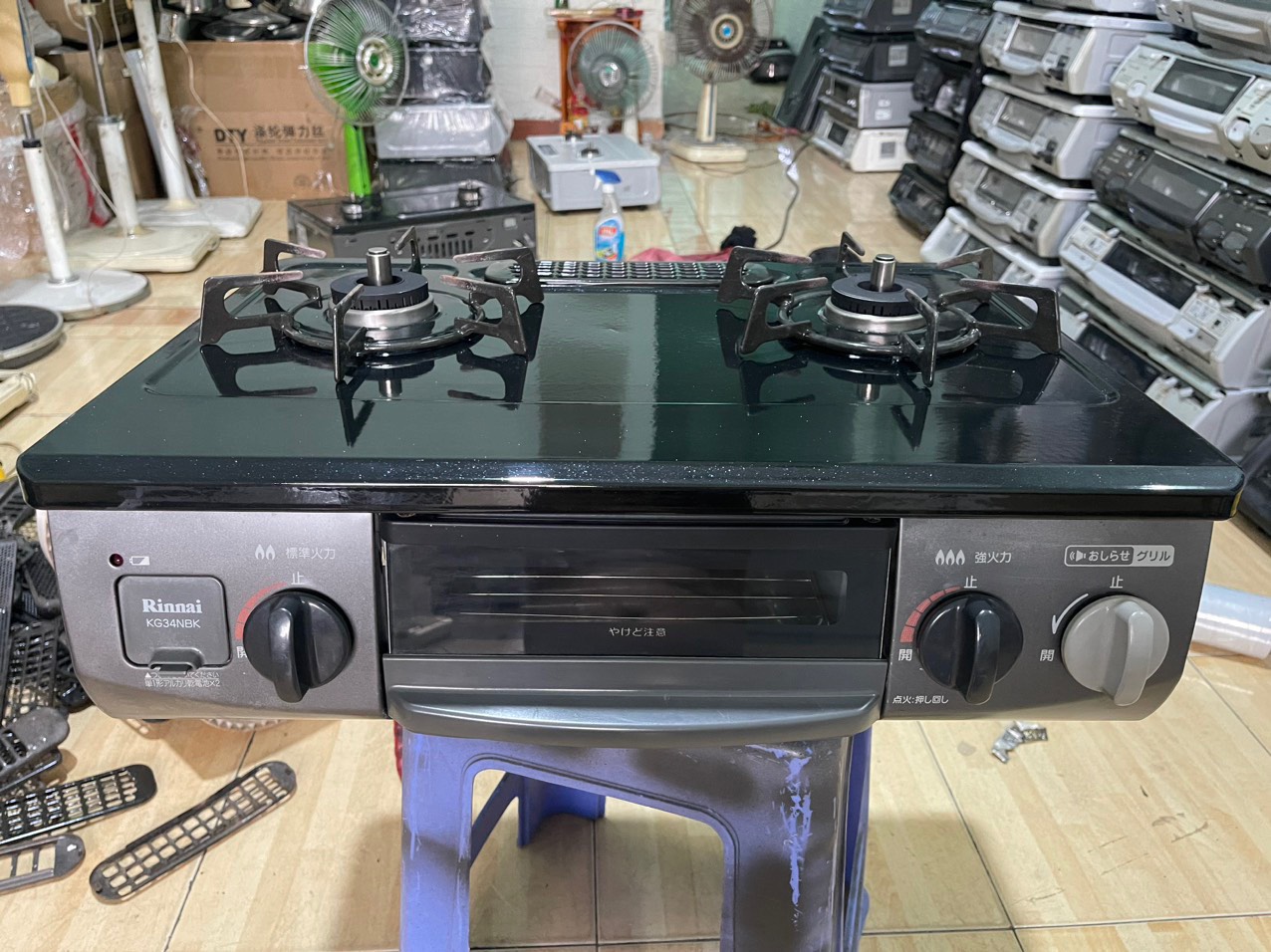 Bếp gas nội địa Nhật RINNAI, Bếp gas Nhật bãi tiết kiệm gas, chống cháy nồi, tự khóa gas khi gió tắt lửa, có lò nướng tiện lợi