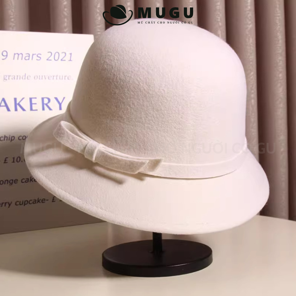 Mũ bucket nữ nổi bật br43 với chất liệu dạ cao cấp - mũ nồi beret tiểu thư sành điệu | mugu