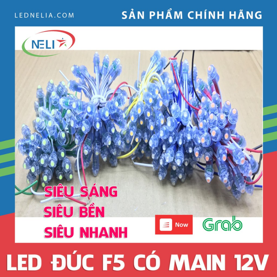 LED đúc F5 có main đế 9mm,chống nước điện áp 12V,trang trí nhà,cuốn cây.