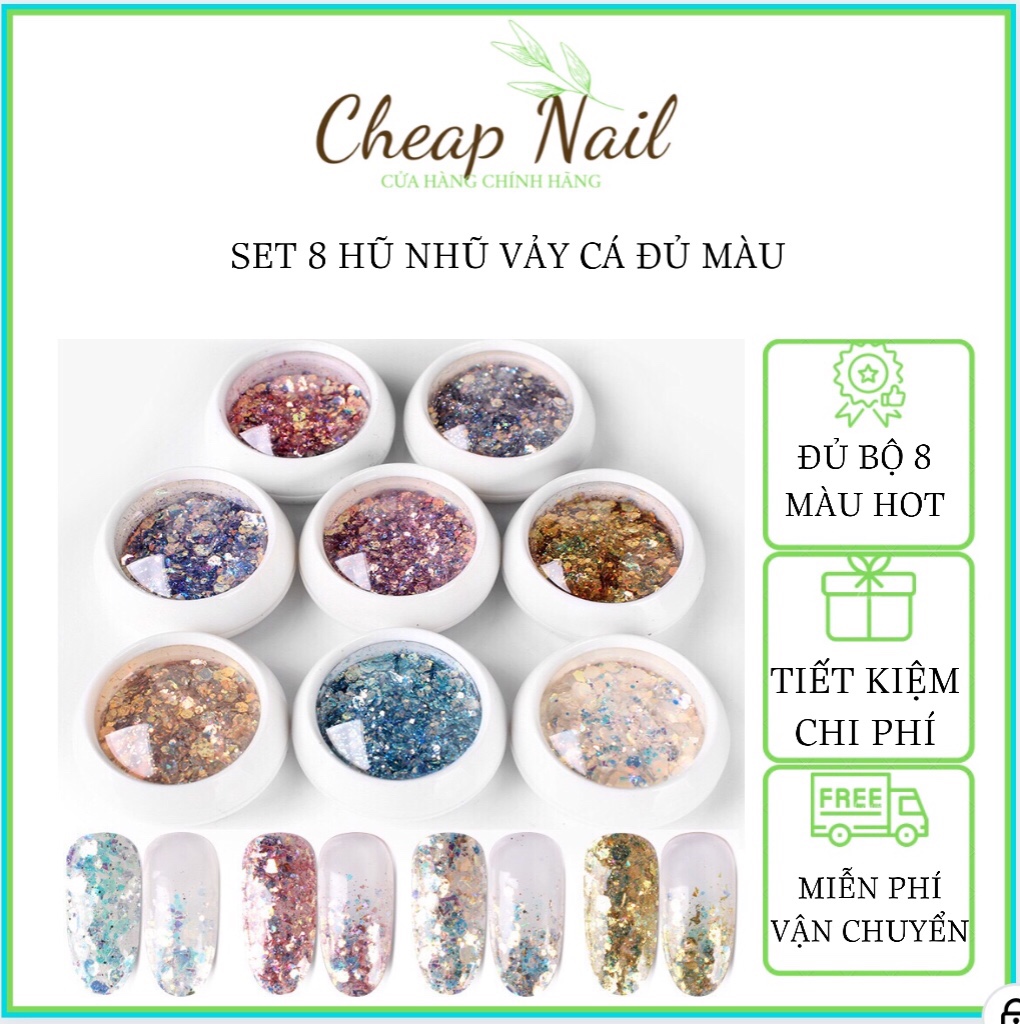 Set 8 hũ nhũ vảy cá siêu sáng, màu y hình cam kết hàng loại 1