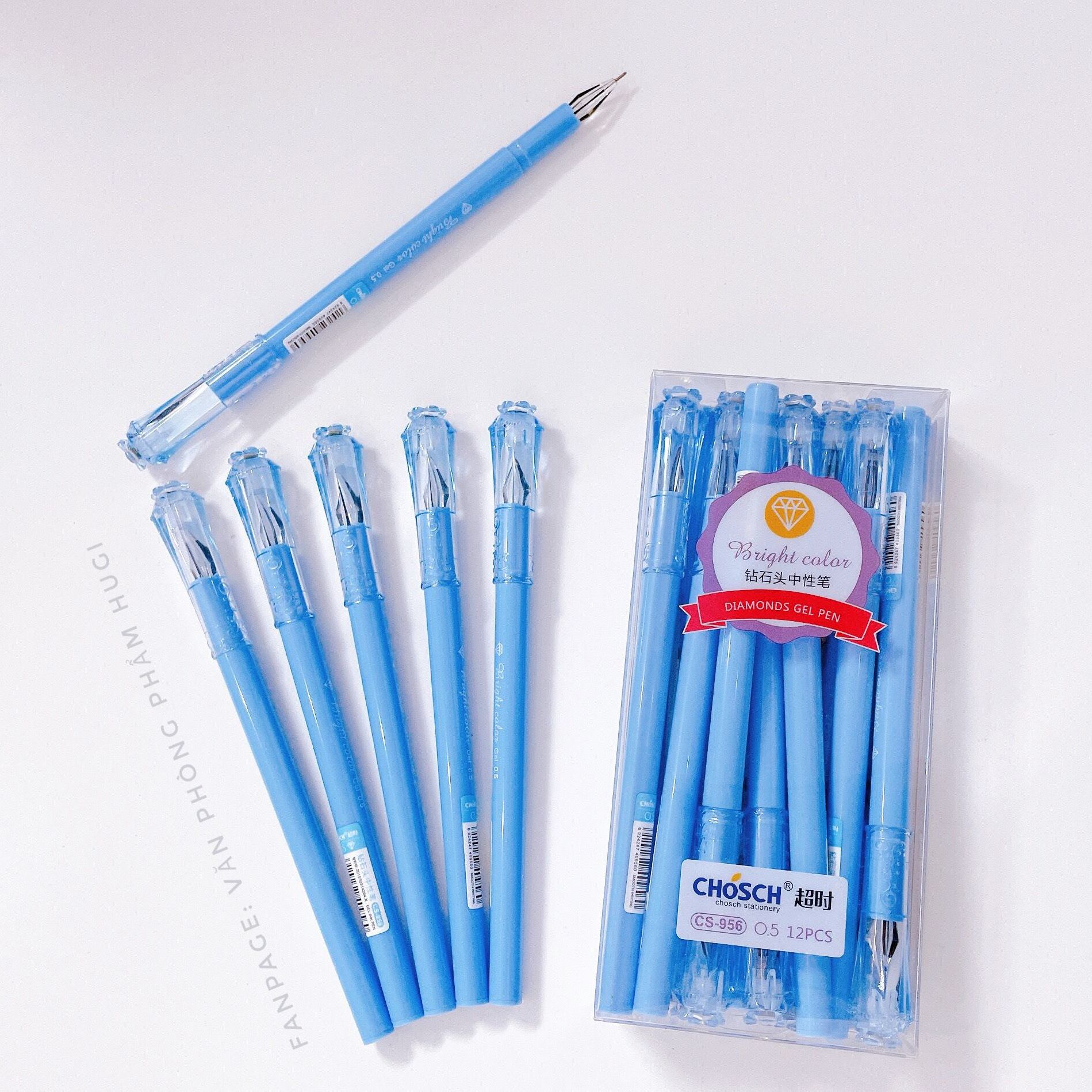 Hộp 12 cây bút gel Kim Cương CHOSCH CS-956 ngòi 0.5mm nét đều đẹp (Mực không xóa)