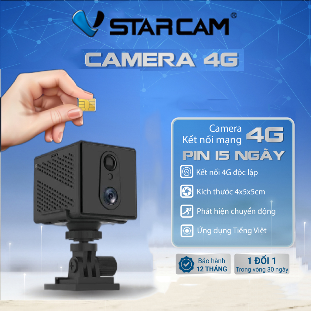  Camera mini 4G VSTACAM Full HD camera kích thước siêu nhỏ dùng pin sạc kết nối app theo dõi từ xa BH 12 tháng 