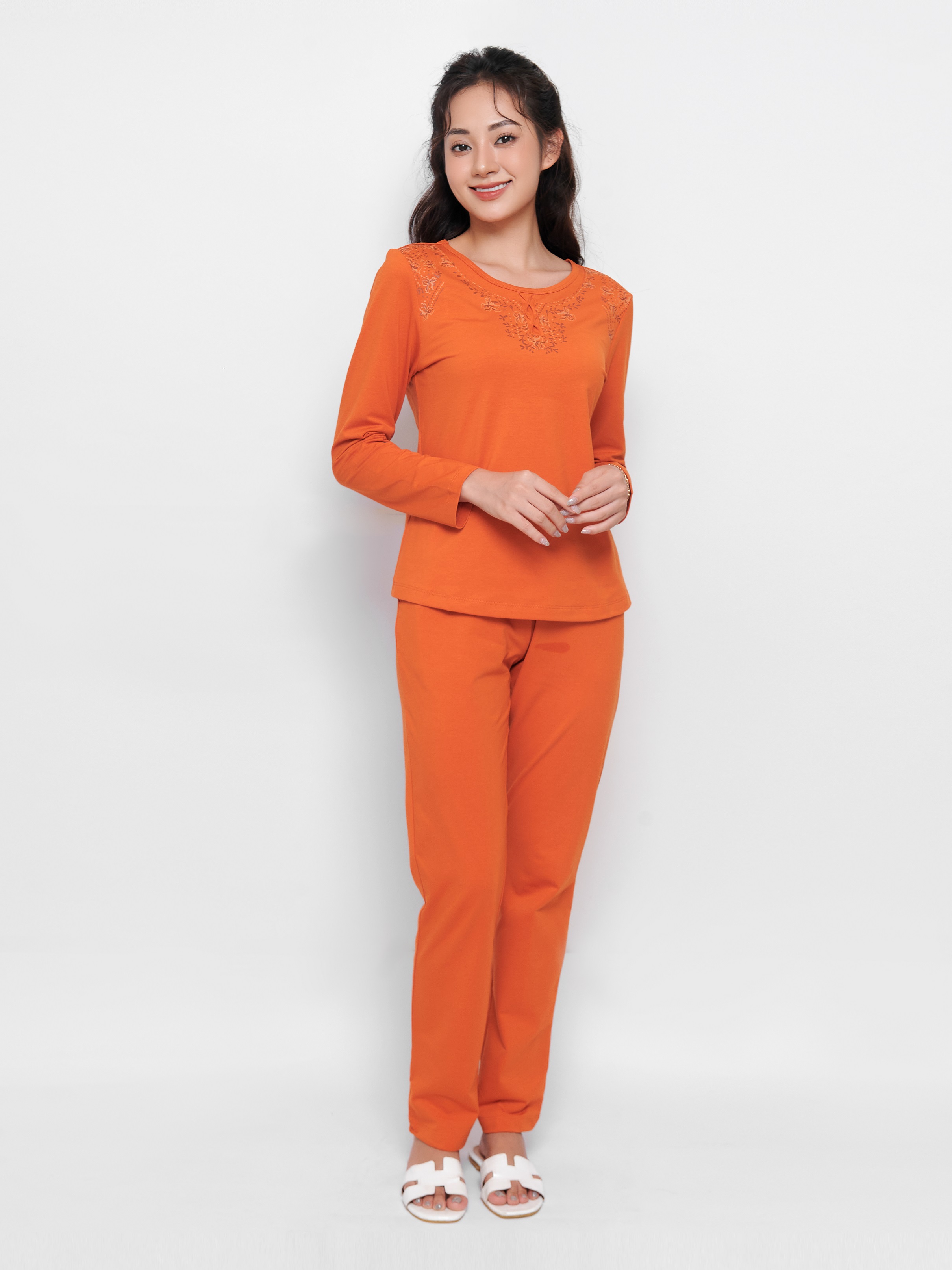 Winny - bộ đồ tay dài quần dài cotton thu đông nữ mặc nhà 2mncv22612d