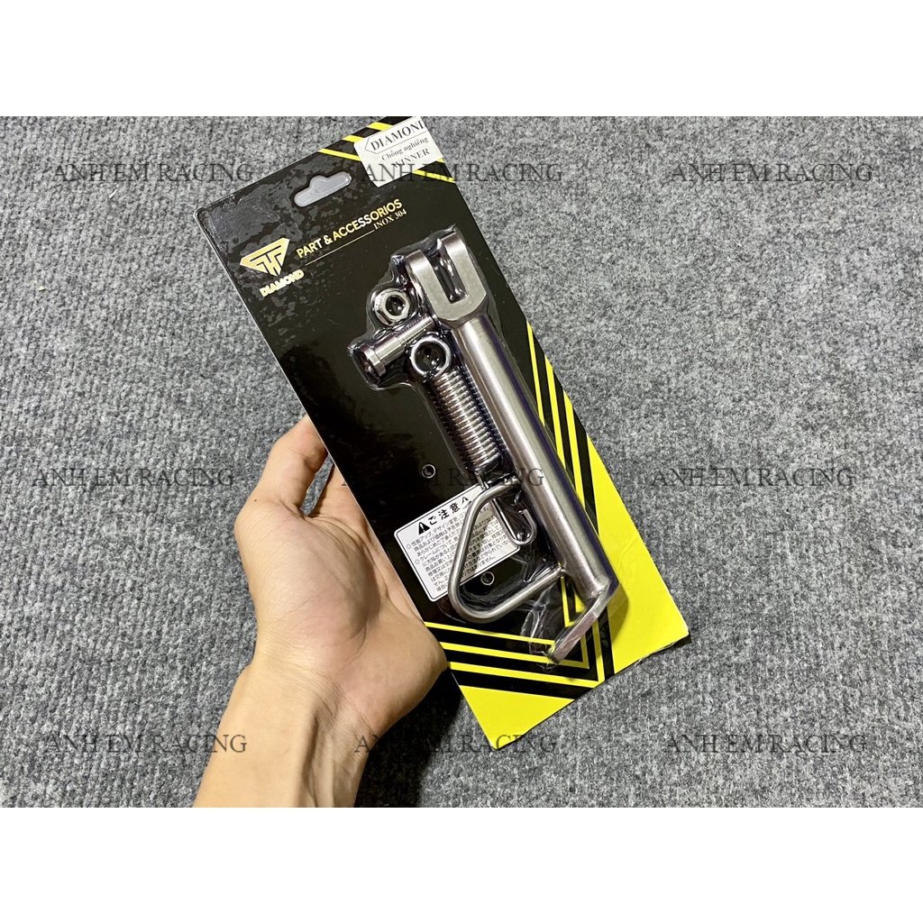Chân chống nghiêng kèm lò xo chuẩn inox 304 gắn cho các dòng xe Honda Yamaha (Ex, Wave Dream, Fuled,Winner..)